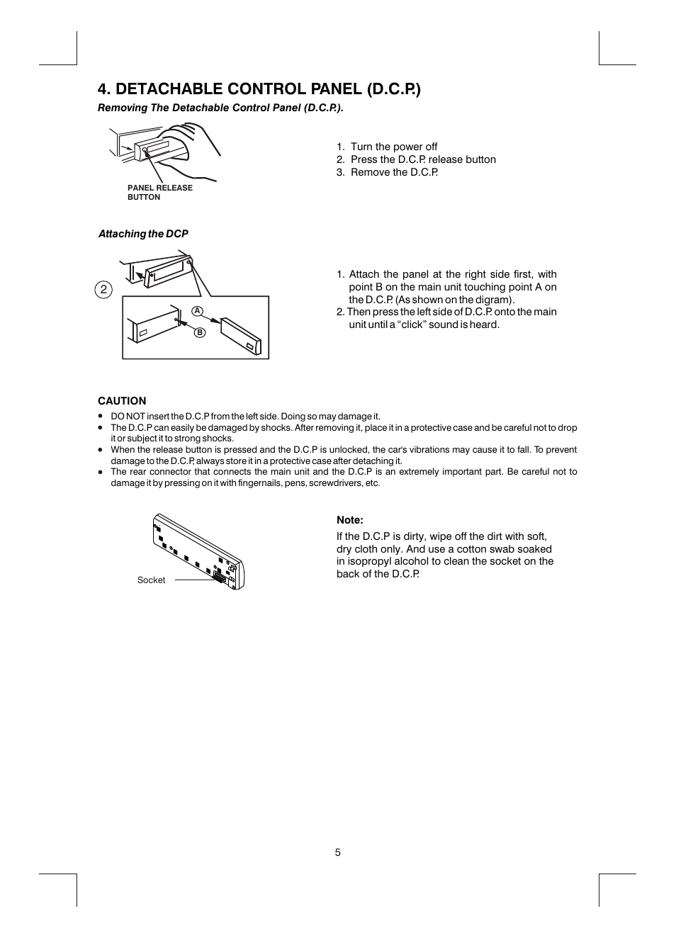 Detachable control panel (d.c.p.) | Boss Audio Systems MR1400W User Manual | Page 6 / 14