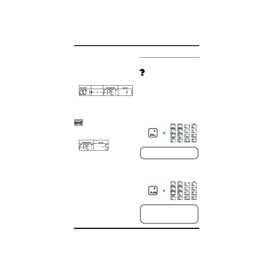 Changing the bass pitch (fret shift), Playing with special performance techniques, Playing rolls | Playing flams, Playing rolls playing flams | Boss Audio Systems DR-670 User Manual | Page 48 / 120