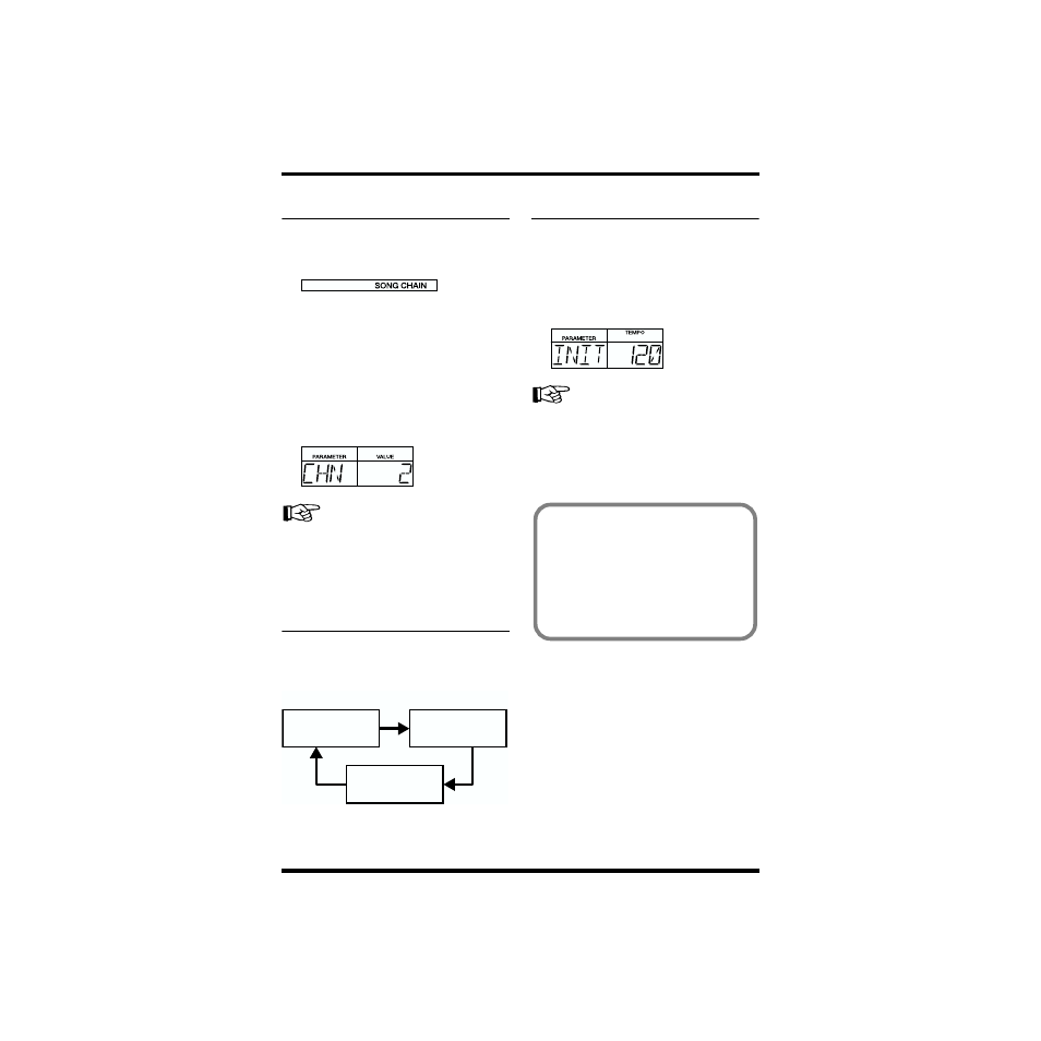 Checking the song chain settings, Checking a song’s initial tempo | Boss Audio Systems DR-670 User Manual | Page 74 / 120