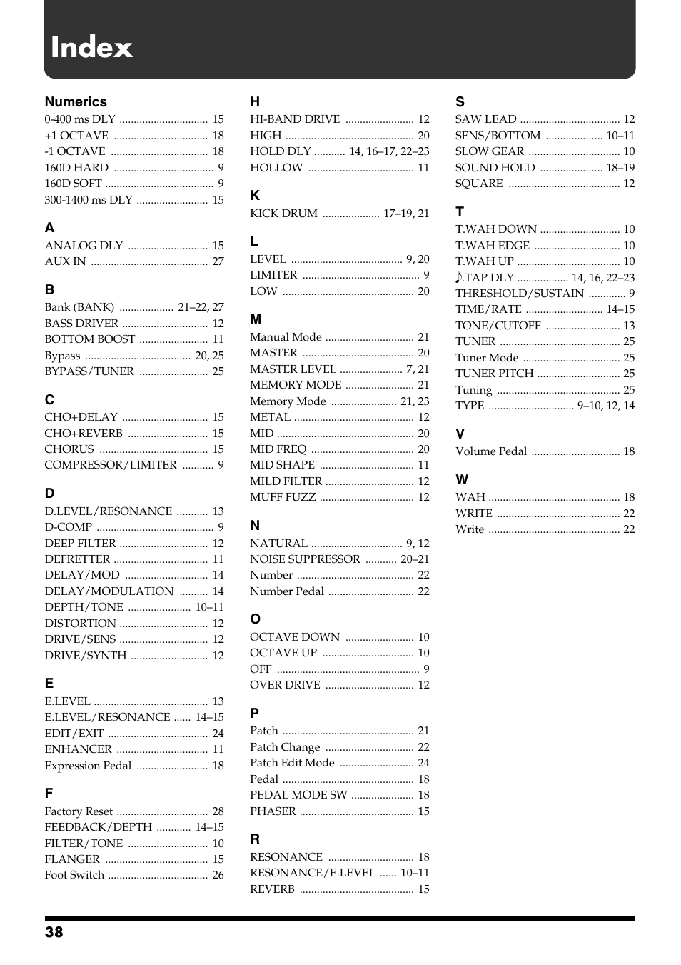 Index | Boss Audio Systems ME-50B User Manual | Page 38 / 40