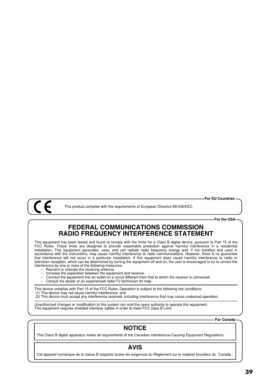 Notice avis | Boss Audio Systems ME-50B User Manual | Page 39 / 40