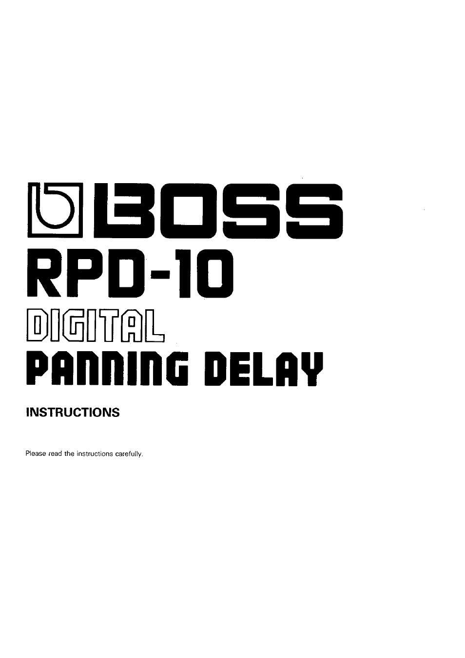 Boss Audio Systems Boss Digital Panning Delay RPD-10 User Manual | 12 pages