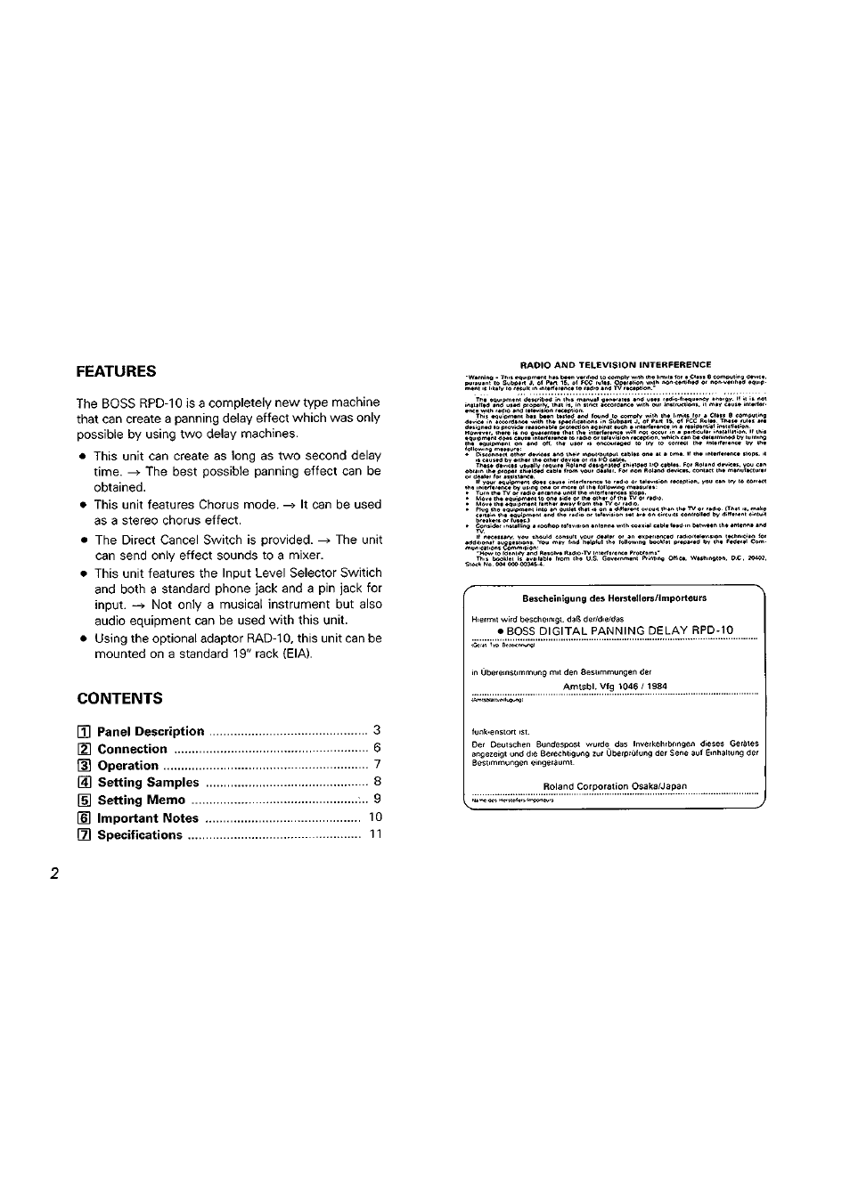 Boss Audio Systems Boss Digital Panning Delay RPD-10 User Manual | Page 2 / 12