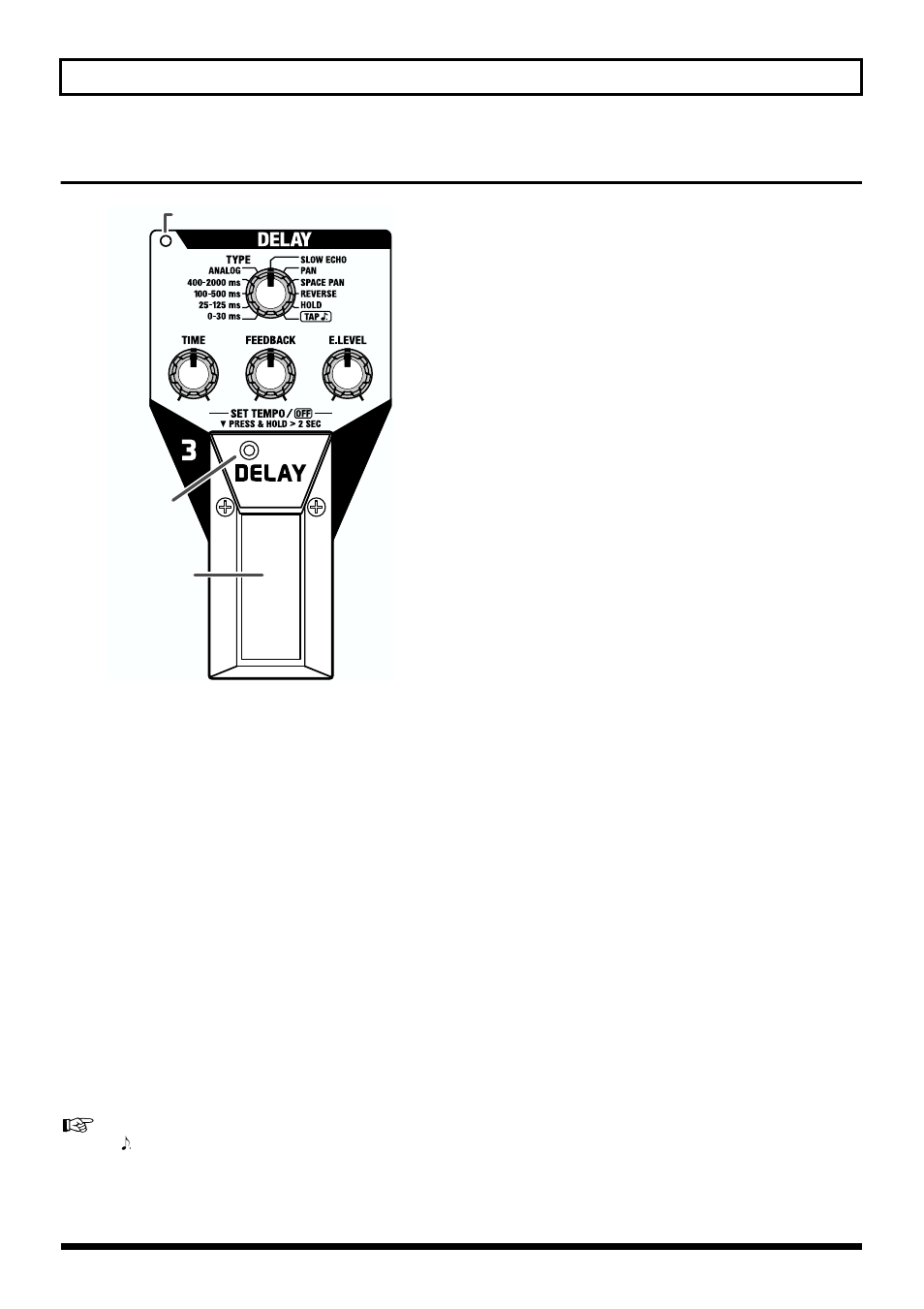 Delay, Delay pedal, Type knob | Boss Audio Systems ME-50 User Manual | Page 15 / 36