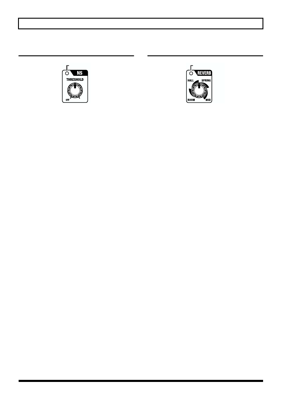 Ns (noise suppressor), Reverb, Threshold knob | 18 using the effects, Room, Hall, Spring | Boss Audio Systems ME-50 User Manual | Page 18 / 36