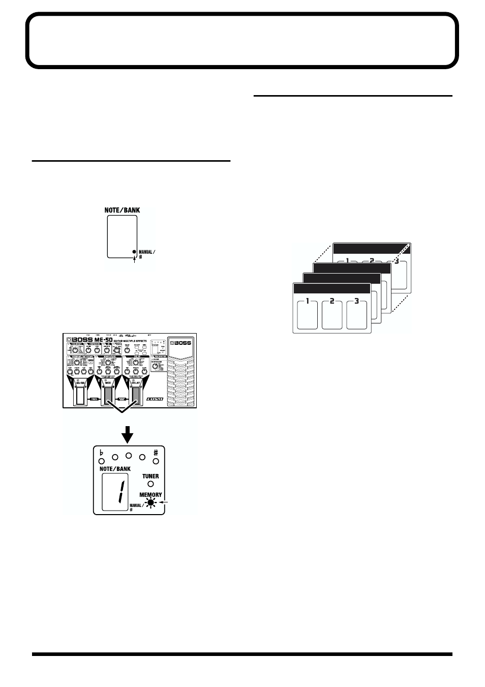 Saving and loading the created tones (memory mode), Switching between manual and memory mode, About the patch | Boss Audio Systems ME-50 User Manual | Page 20 / 36