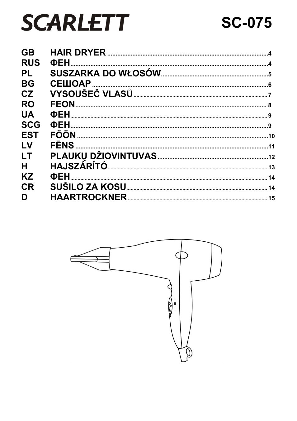 Scarlett SC-075 User Manual | 16 pages