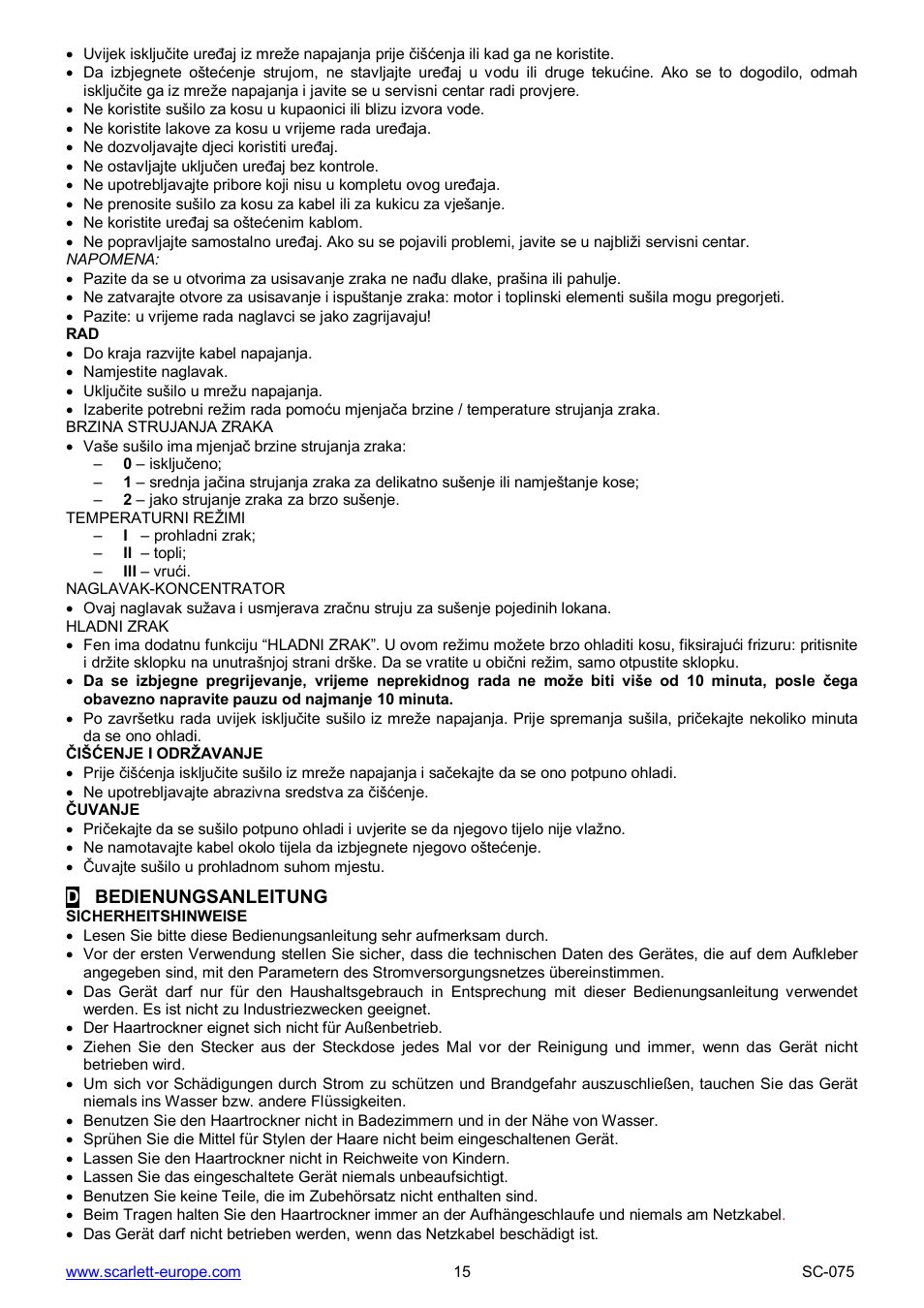 Scarlett SC-075 User Manual | Page 15 / 16