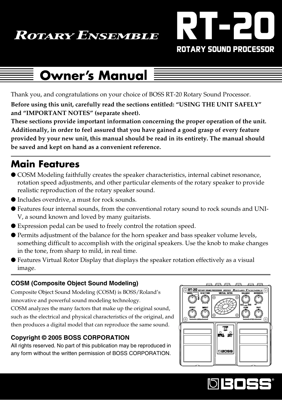 Boss Audio Systems RT-20 User Manual | 20 pages