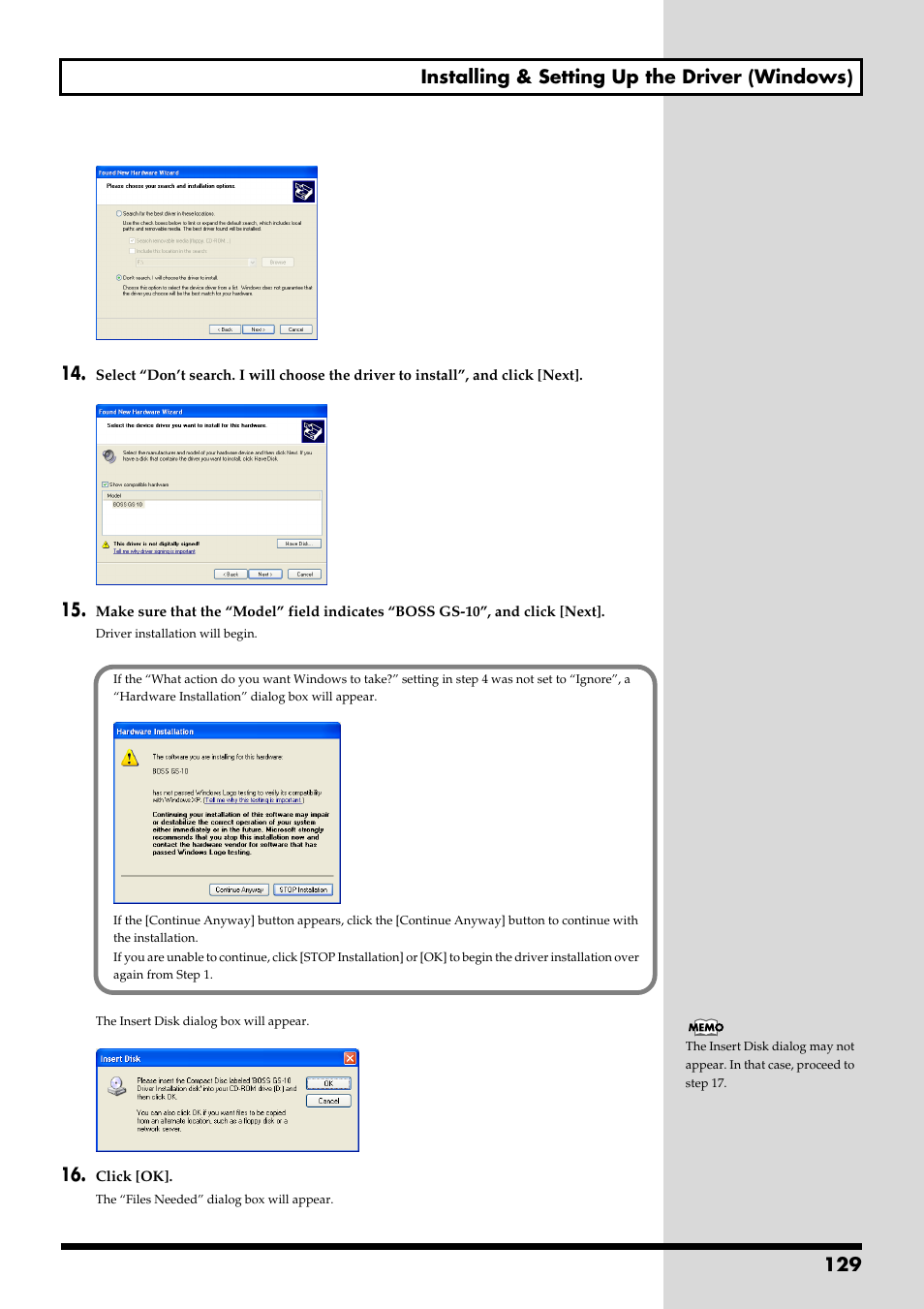 129 installing & setting up the driver (windows) | Boss Audio Systems GS-10 User Manual | Page 129 / 180