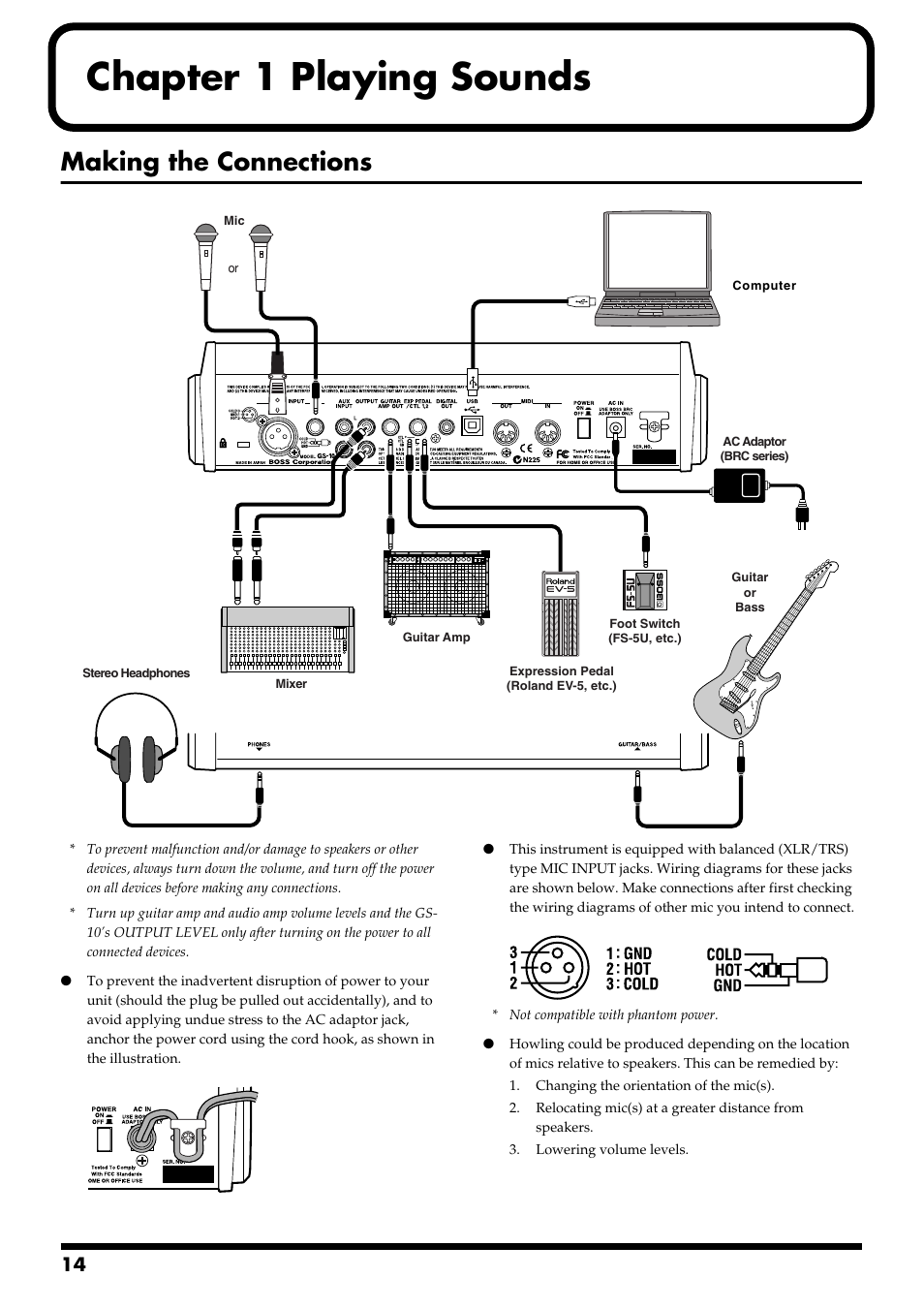 Chapter 1 playing sounds, Making the connections, Chapter 1 | Playing sounds | Boss Audio Systems GS-10 User Manual | Page 14 / 180