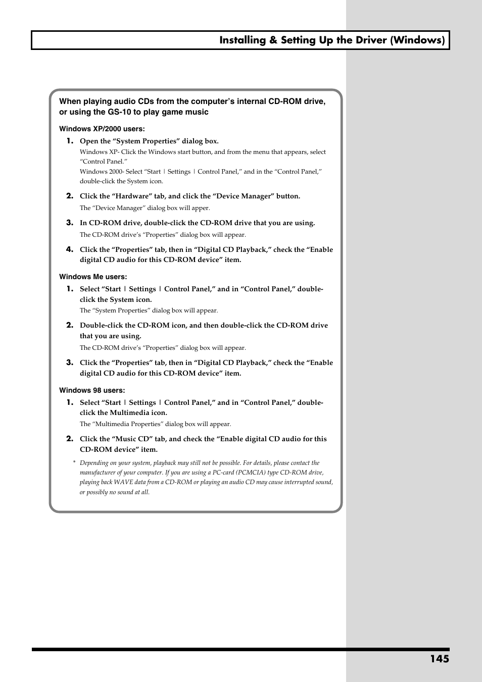 145 installing & setting up the driver (windows) | Boss Audio Systems GS-10 User Manual | Page 145 / 180