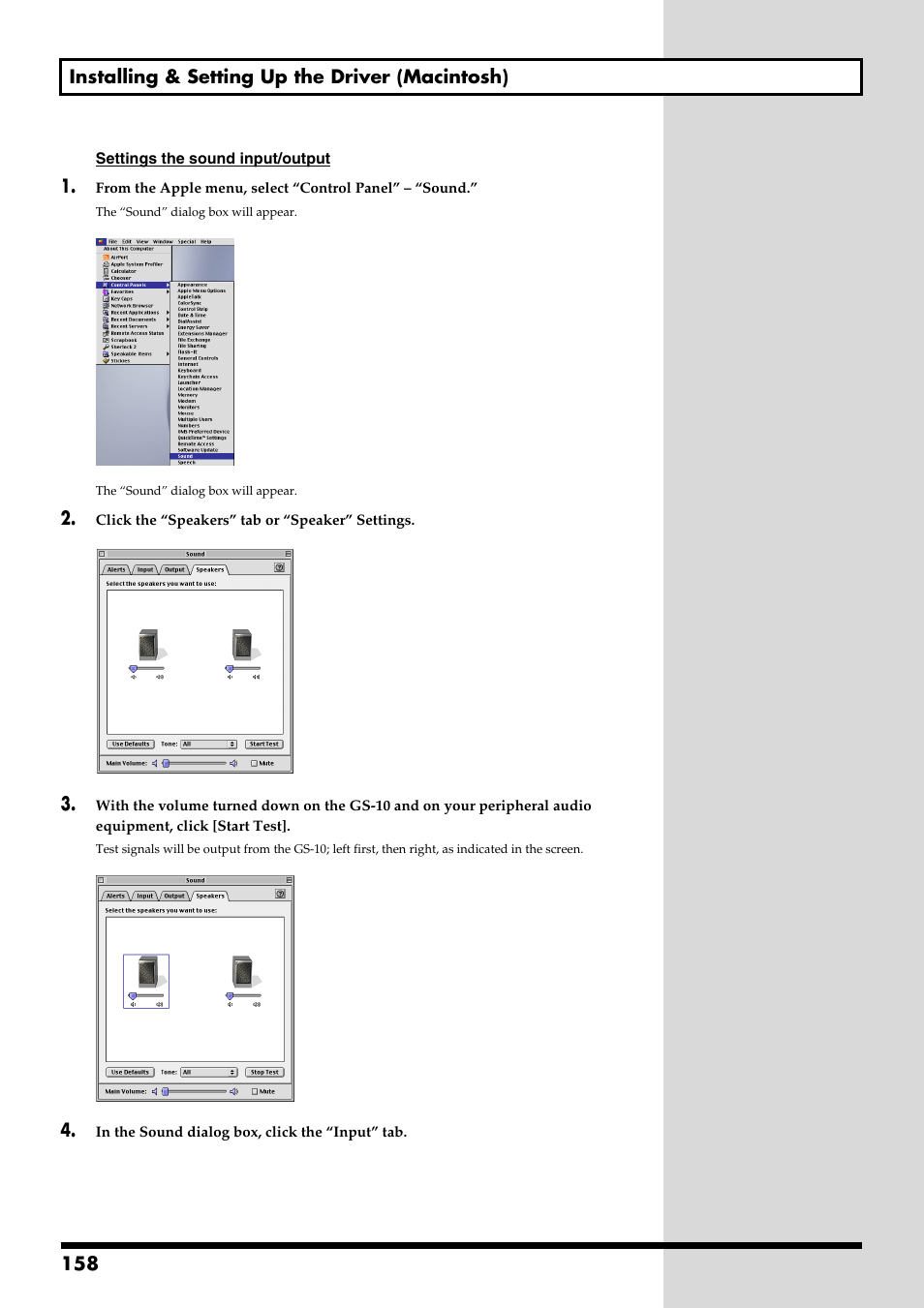 158 installing & setting up the driver (macintosh) | Boss Audio Systems GS-10 User Manual | Page 158 / 180