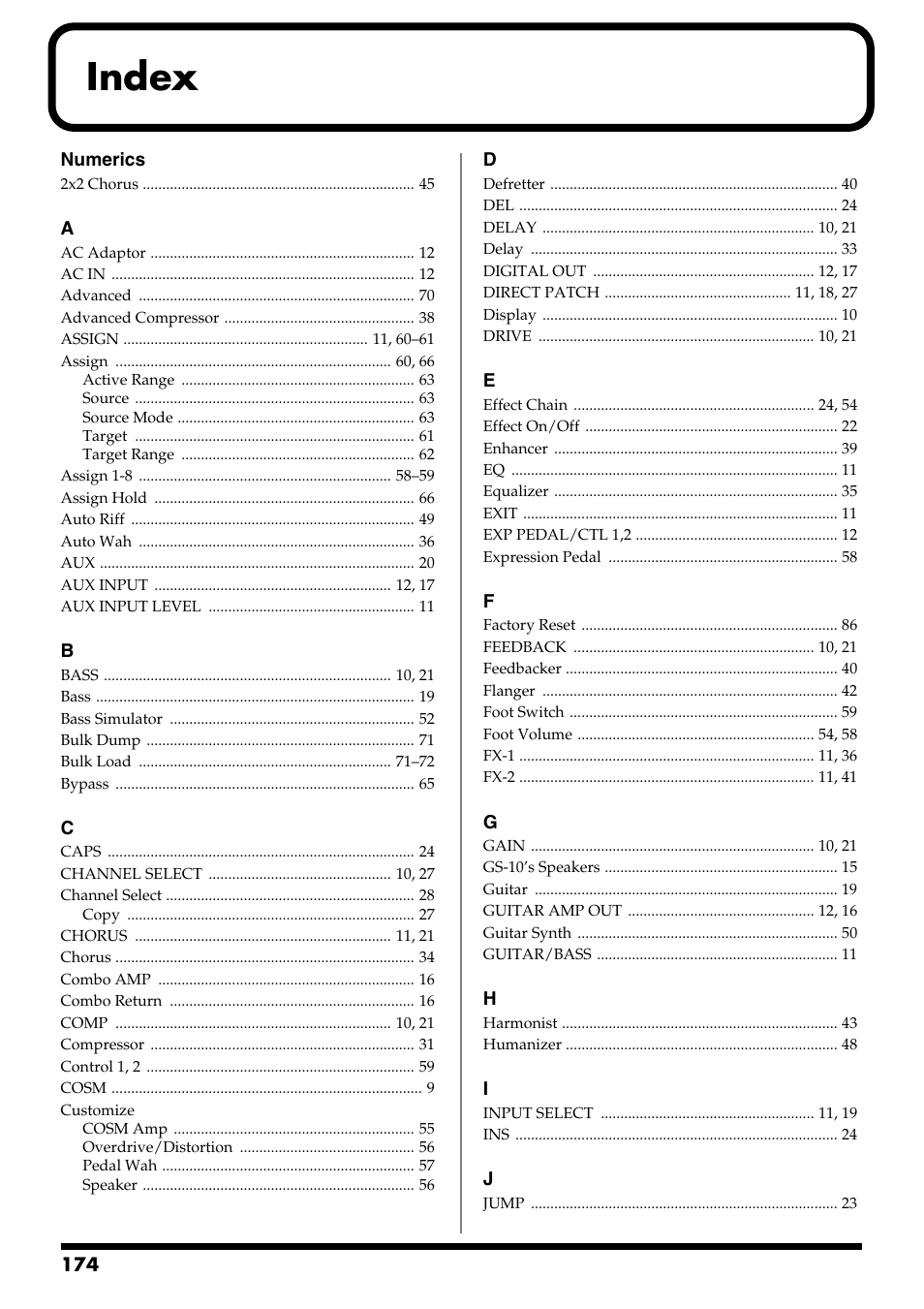 Index | Boss Audio Systems GS-10 User Manual | Page 174 / 180