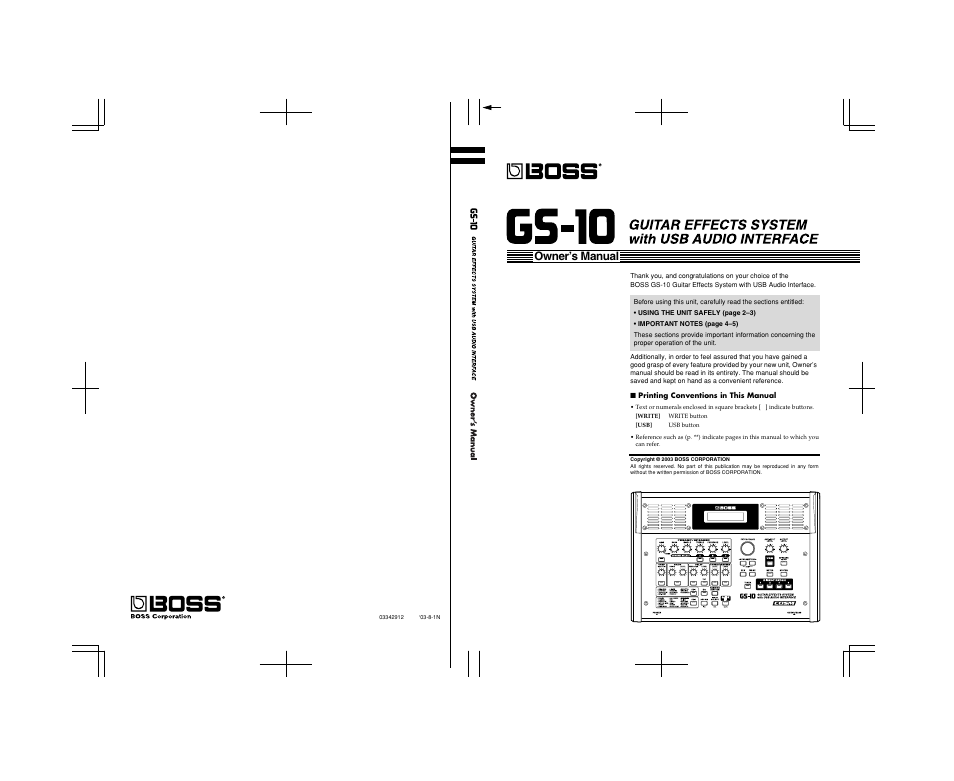 Owner’s manual | Boss Audio Systems GS-10 User Manual | Page 180 / 180