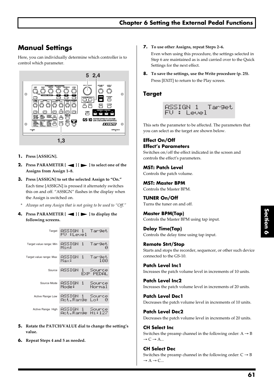 Manual settings, Manual settings (p. 61), Target | Boss Audio Systems GS-10 User Manual | Page 61 / 180