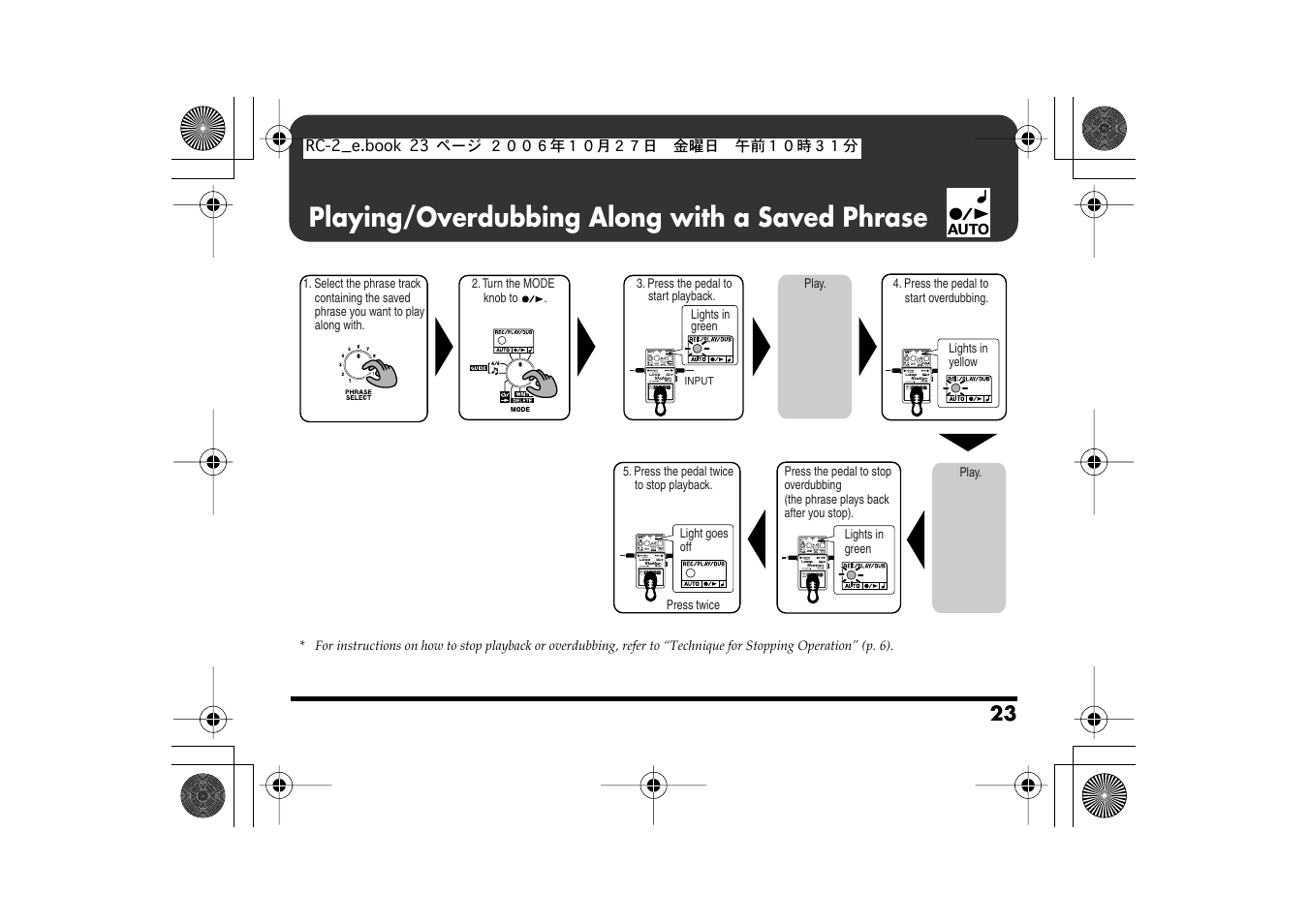 Playing/overdubbing along with a saved phrase | Boss Audio Systems RC-2 User Manual | Page 23 / 44