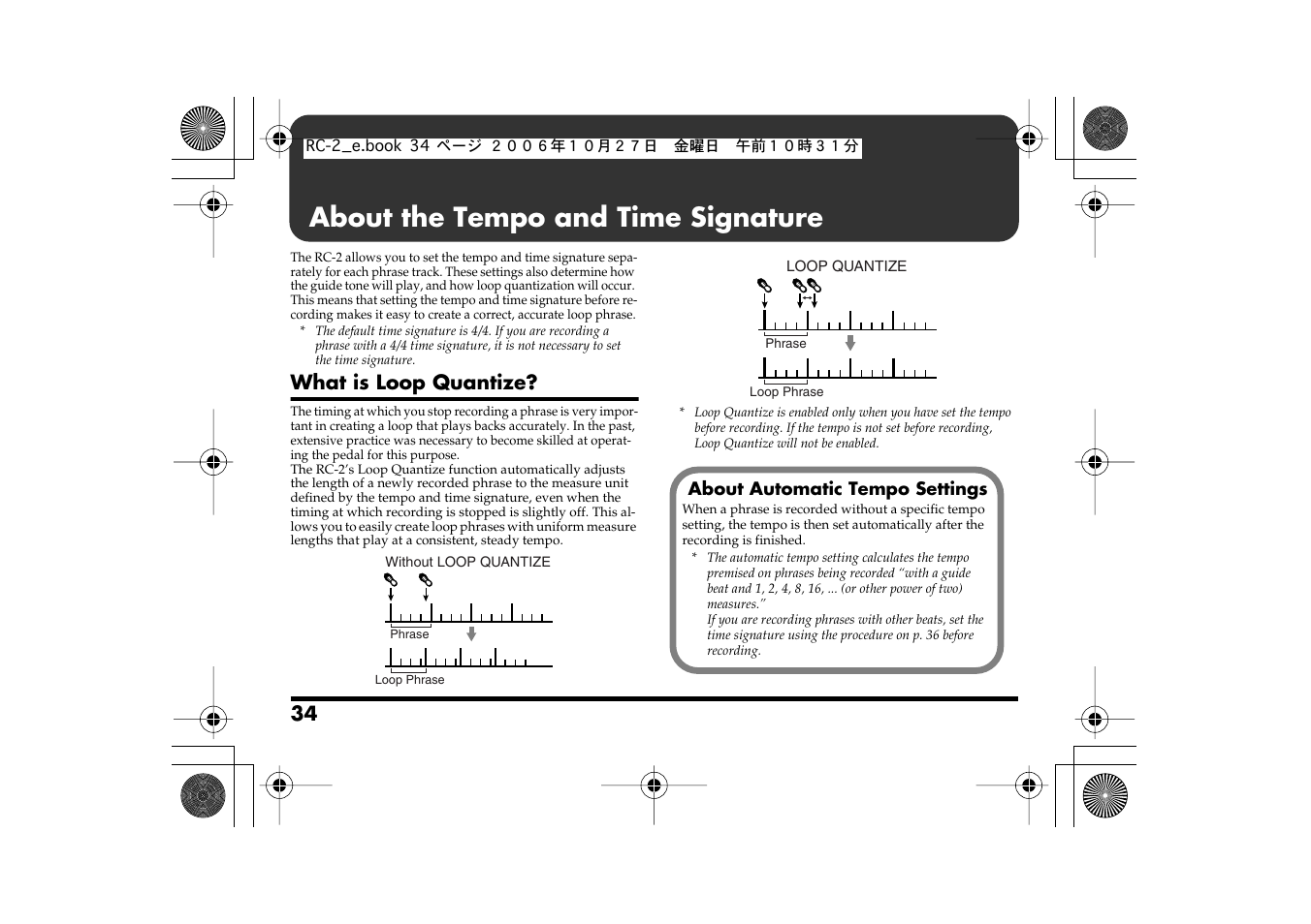 About the tempo and time signature | Boss Audio Systems RC-2 User Manual | Page 34 / 44