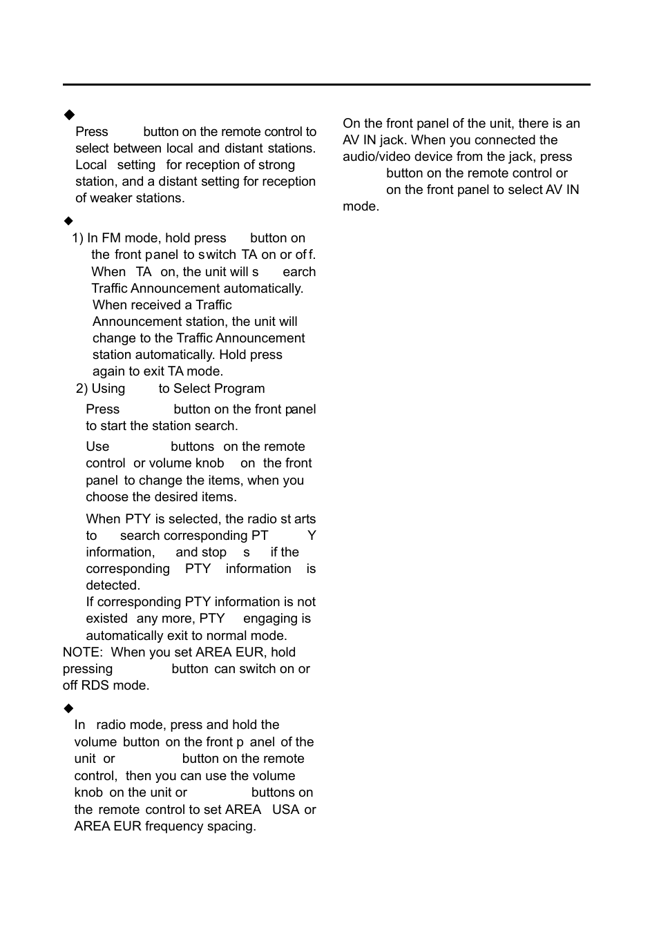 Operation | Boss Audio Systems PLL SYNTHESIZER STEREO RADIO BV7280 User Manual | Page 20 / 22