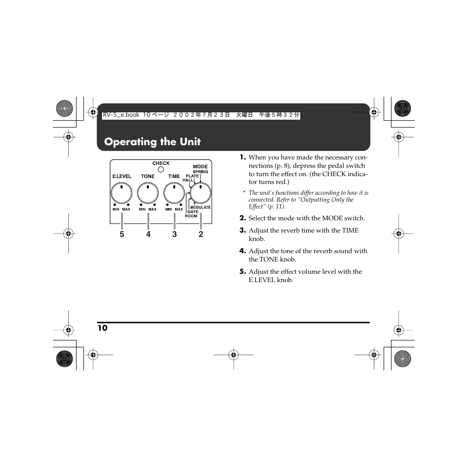 Operating the unit | Boss Audio Systems Boss RV-5 User Manual | Page 10 / 20