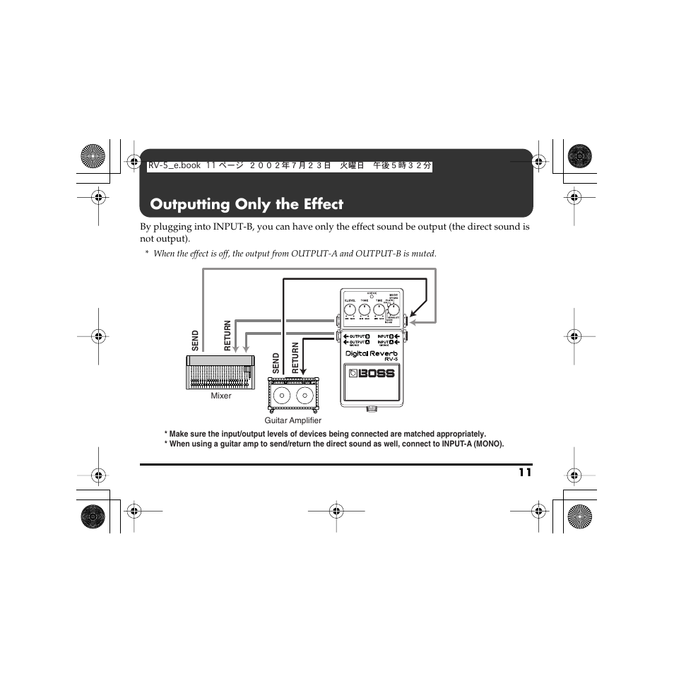 Outputting only the effect | Boss Audio Systems Boss RV-5 User Manual | Page 11 / 20