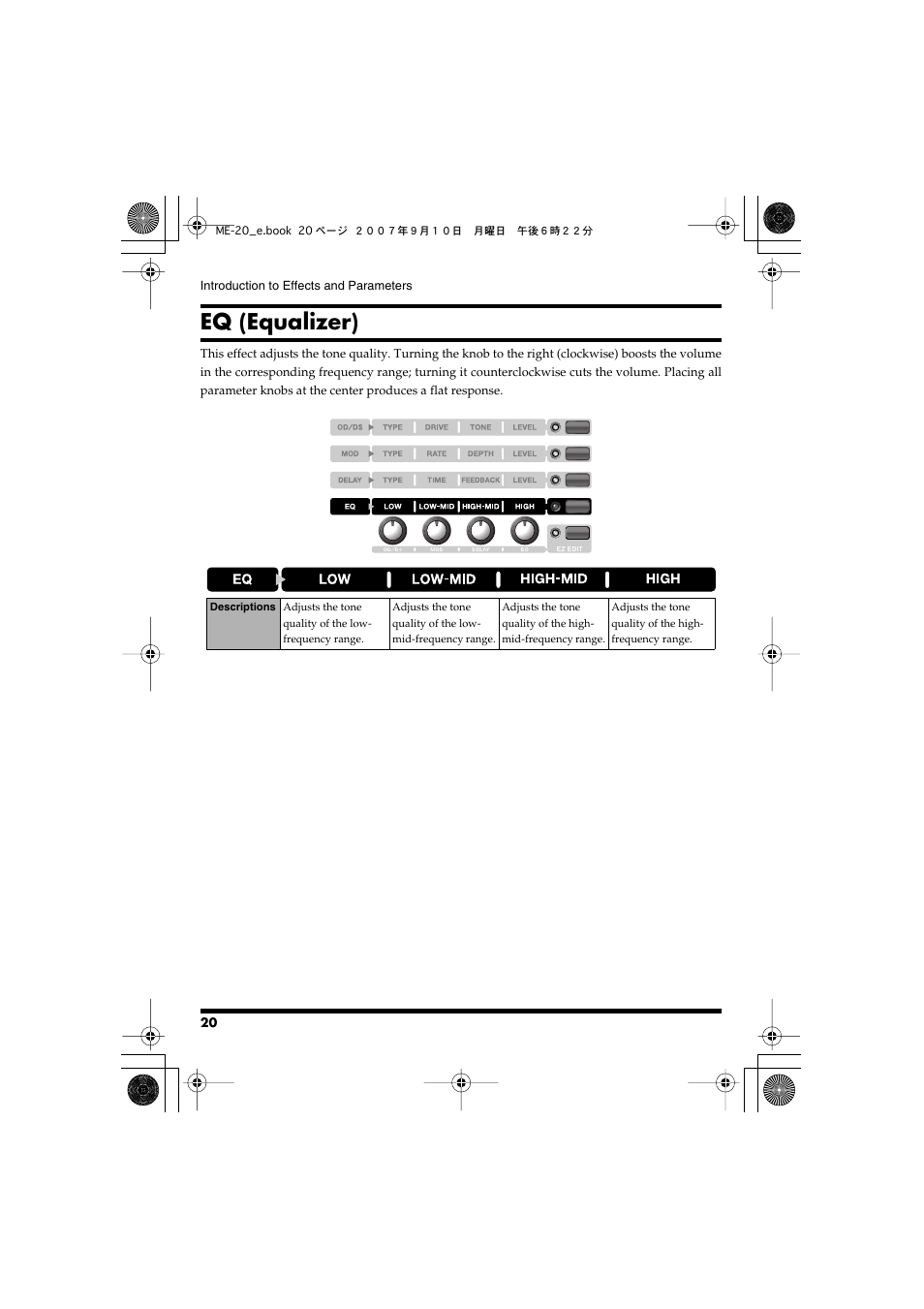 Eq (equalizer) | Boss Audio Systems ME-20 User Manual | Page 20 / 40