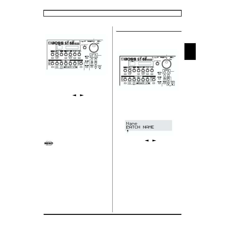 Ring modulator, Naming tones, Name/ns/master button (p. 21, 44) | Chapter 2 | Boss Audio Systems GT-6B User Manual | Page 21 / 84