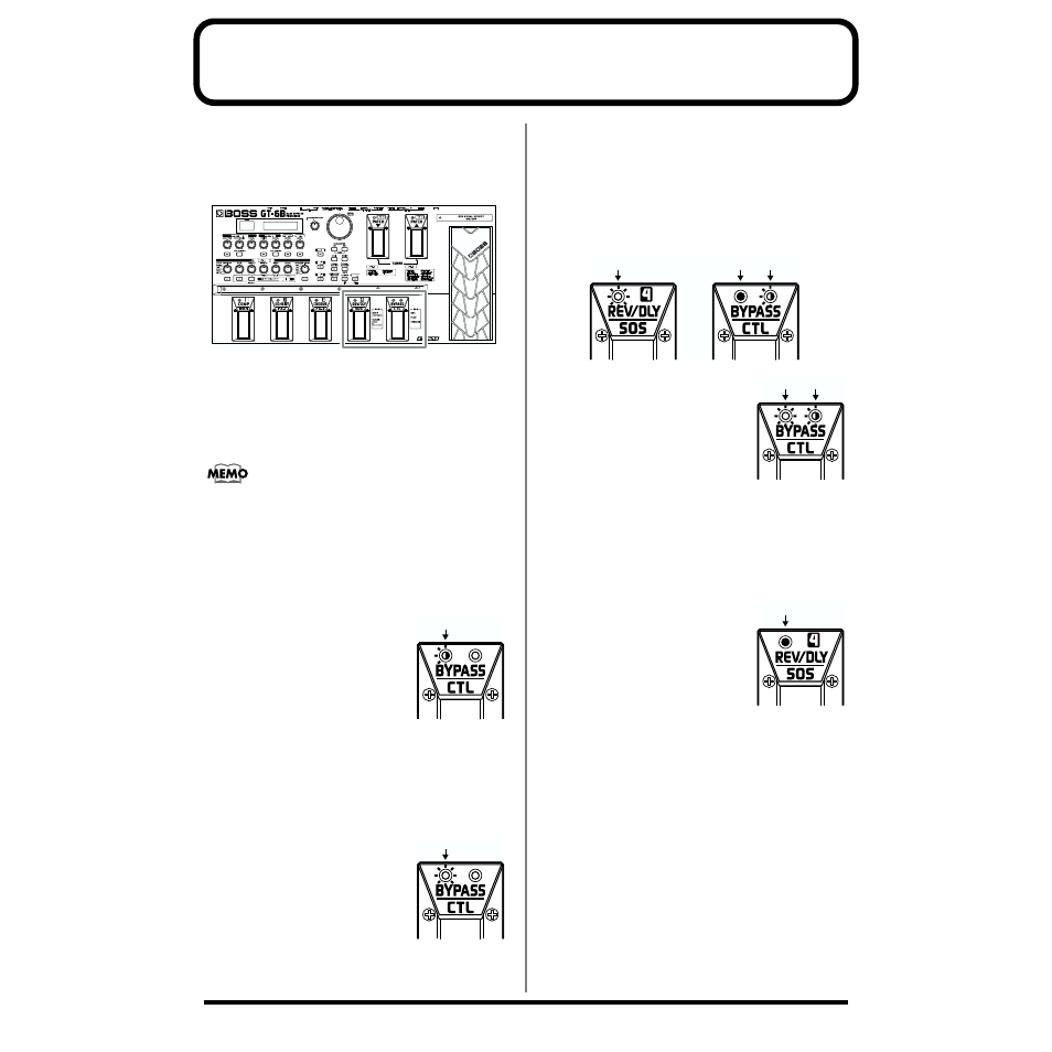 Chapter 7 using sound on sound, Ctl pedal. refer to p. 54 for more | Boss Audio Systems GT-6B User Manual | Page 54 / 84