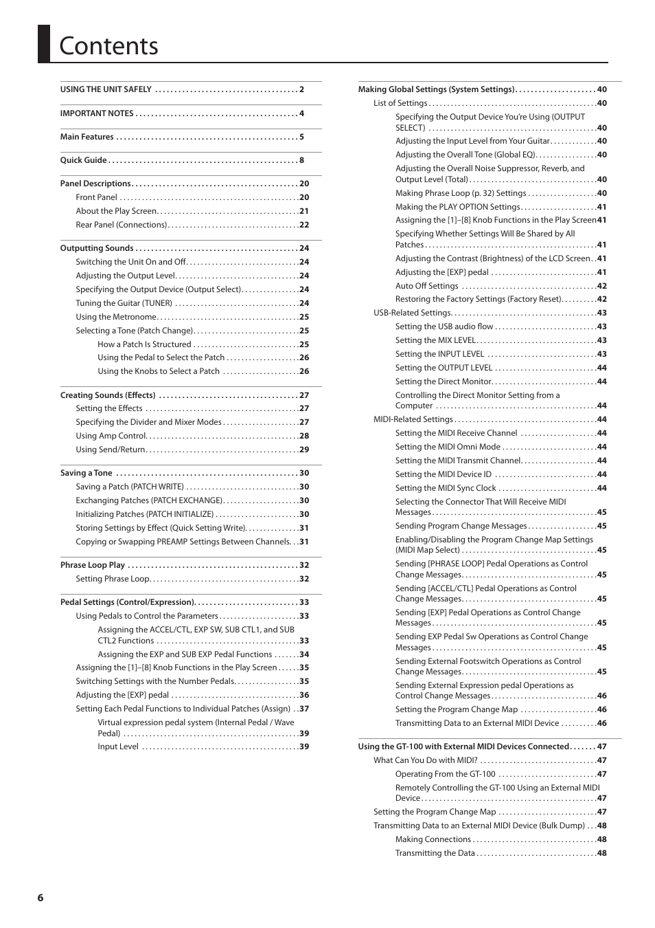 Boss Audio Systems GT-100 User Manual | Page 6 / 68