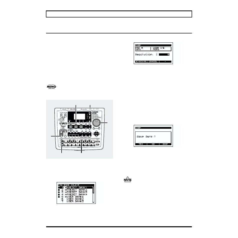 Dividing a sample between several pads (chop) | Boss Audio Systems SP-505 User Manual | Page 26 / 92