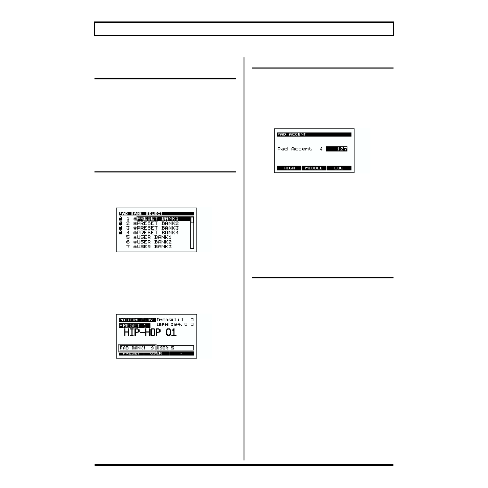 Switching the pad bank, Switching the pad accent, Using the hold function to play samples | Refer to p. 30, Change the sp-505’s pad bank to 17. (p. 30) | Boss Audio Systems SP-505 User Manual | Page 30 / 92