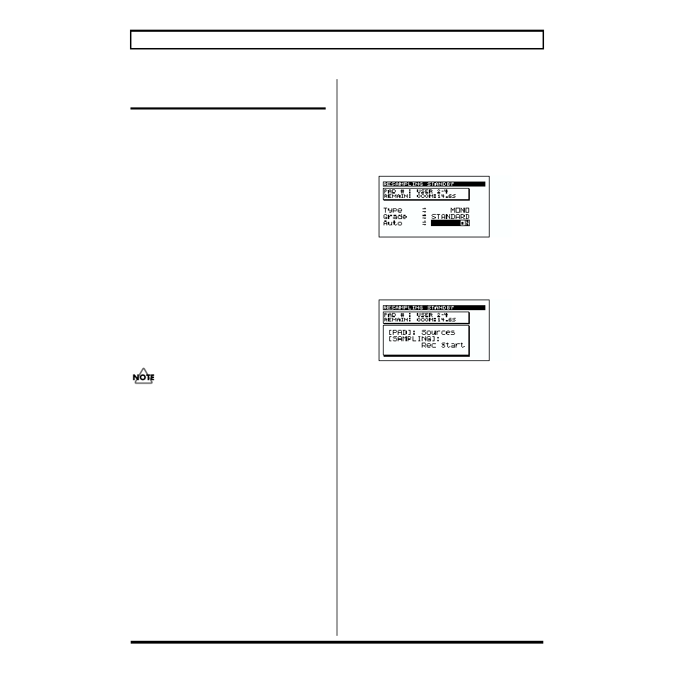 Re-sampling samples (resampling), Resampling procedure 1 (auto) | Boss Audio Systems SP-505 User Manual | Page 42 / 92