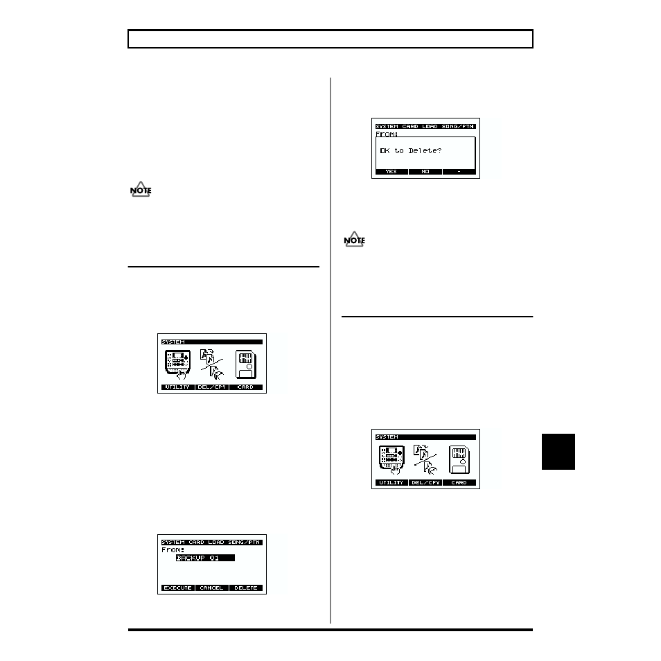 Deleting data from a memory card, Loading wav/aiff files into the sp-505 | Boss Audio Systems SP-505 User Manual | Page 69 / 92