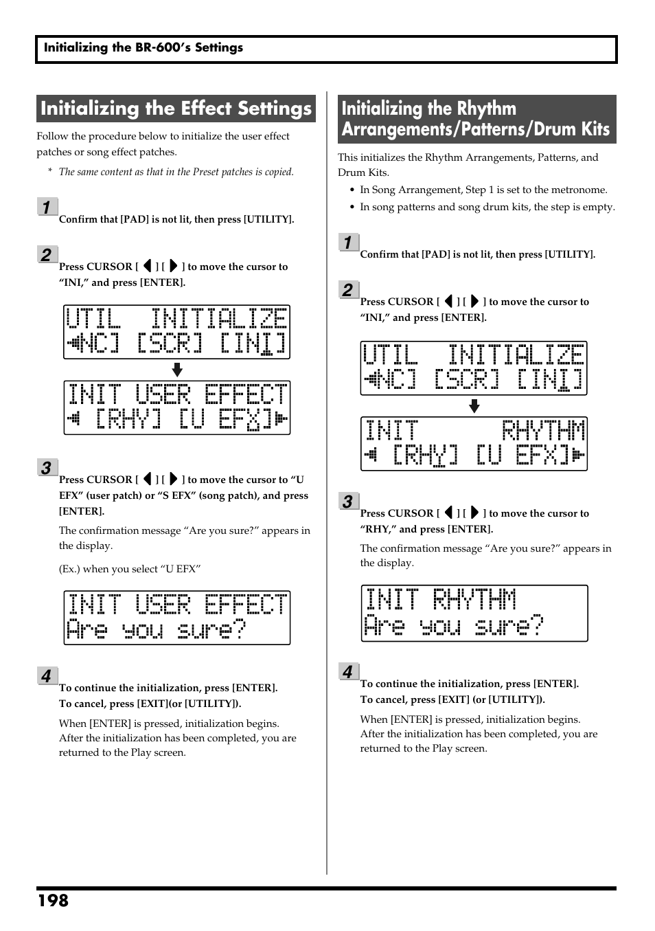 Initializing the effect settings, Re v0.10 | Boss Audio Systems BR-600 User Manual | Page 198 / 228
