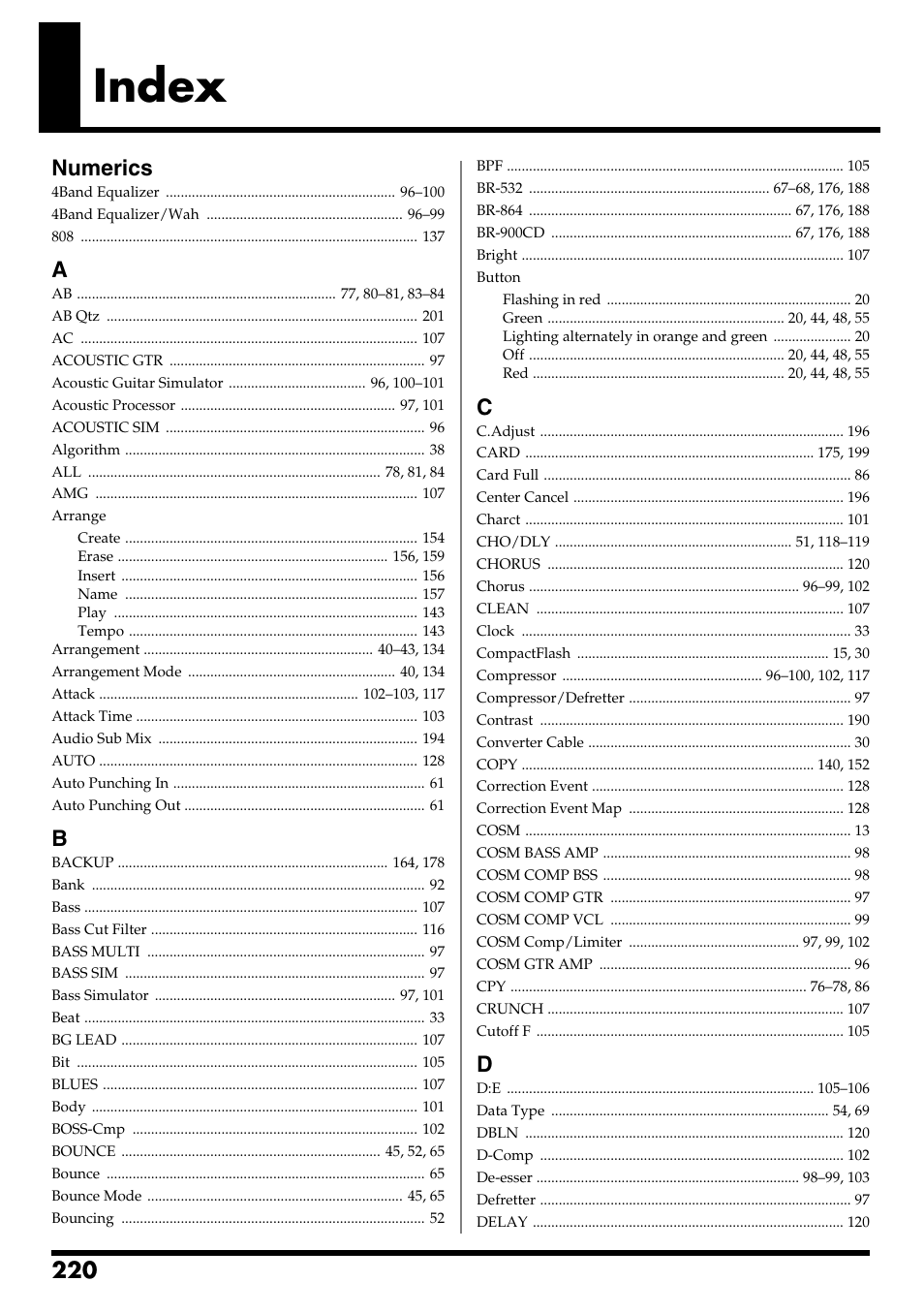 Index | Boss Audio Systems BR-600 User Manual | Page 220 / 228