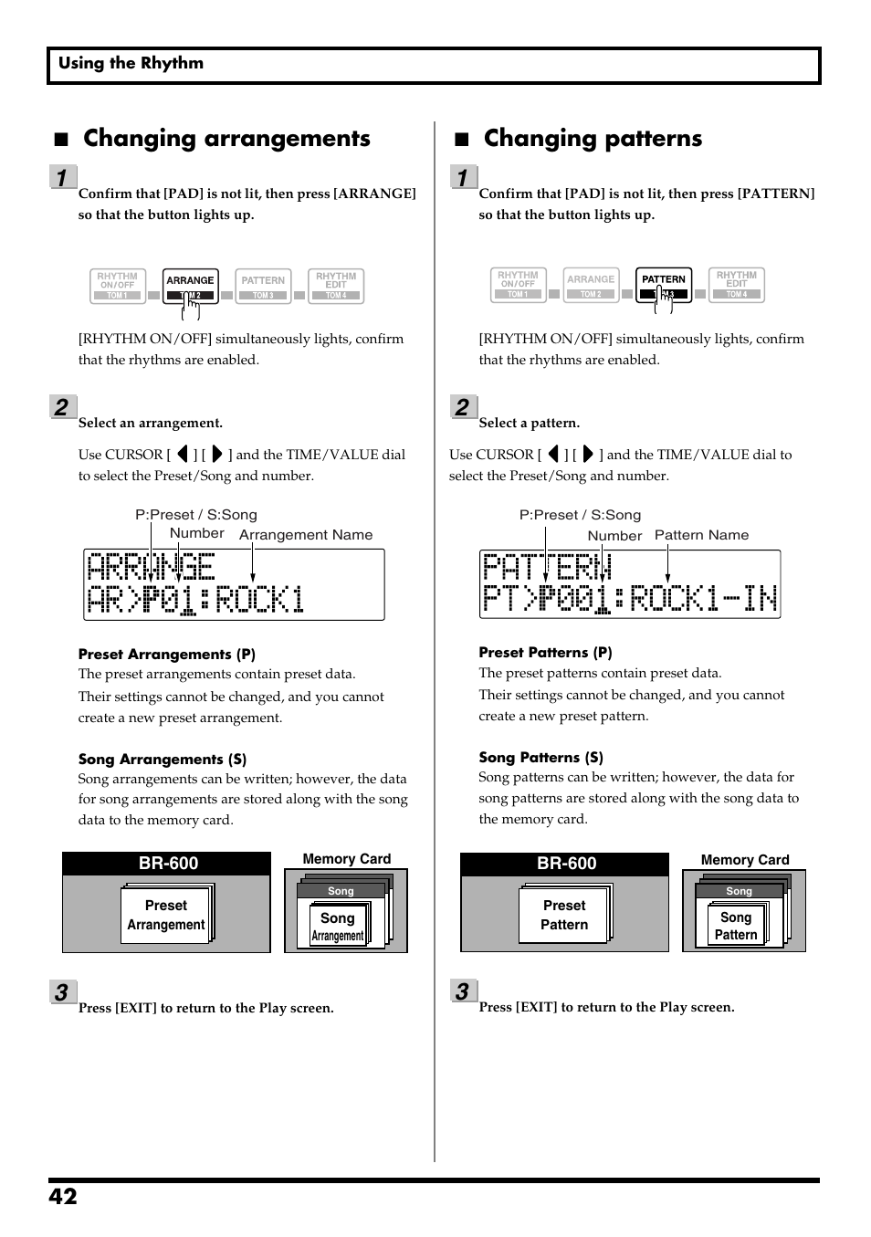 Changing arrangements, Changing patterns, Re v0.10 | Boss Audio Systems BR-600 User Manual | Page 42 / 228