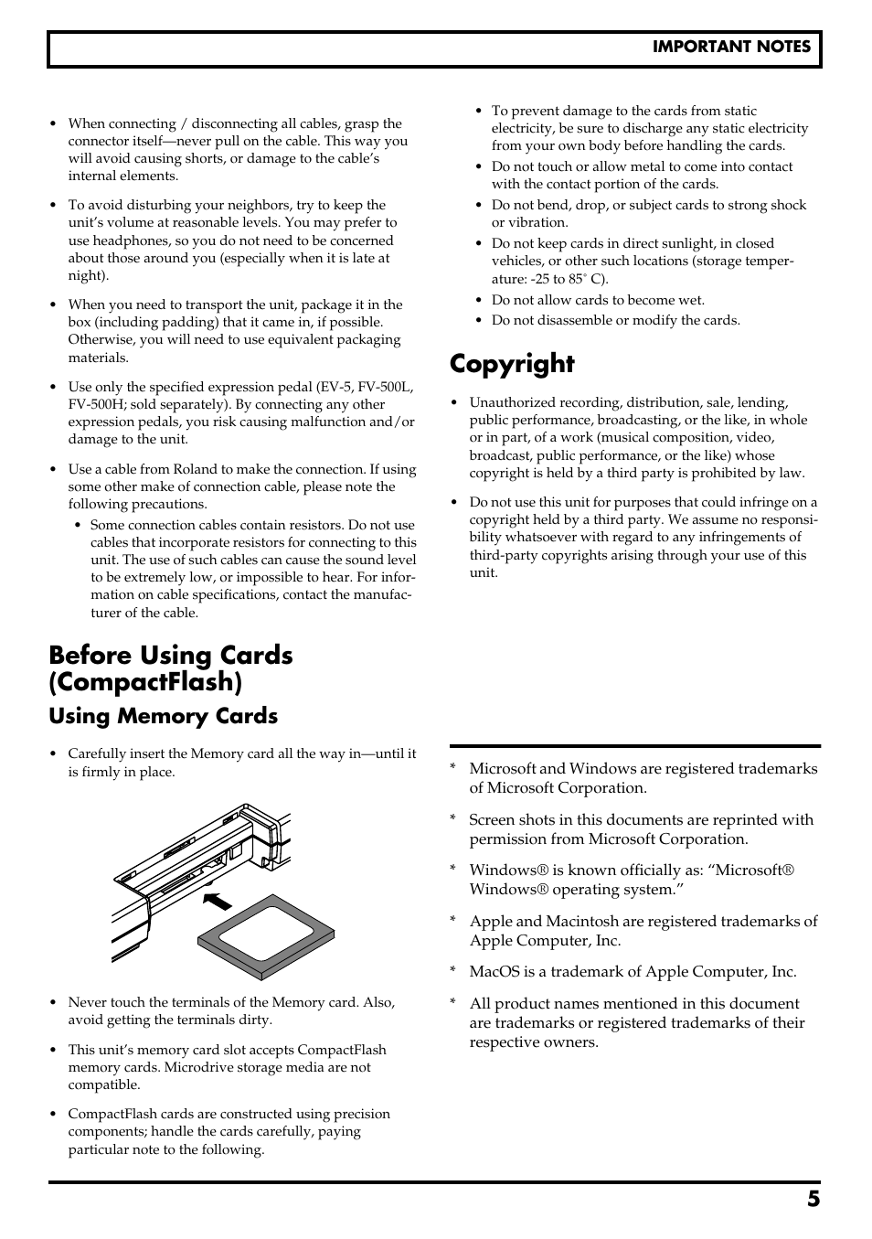 Before using cards (compactflash), Copyright, Re v0.10 | Boss Audio Systems BR-600 User Manual | Page 5 / 228