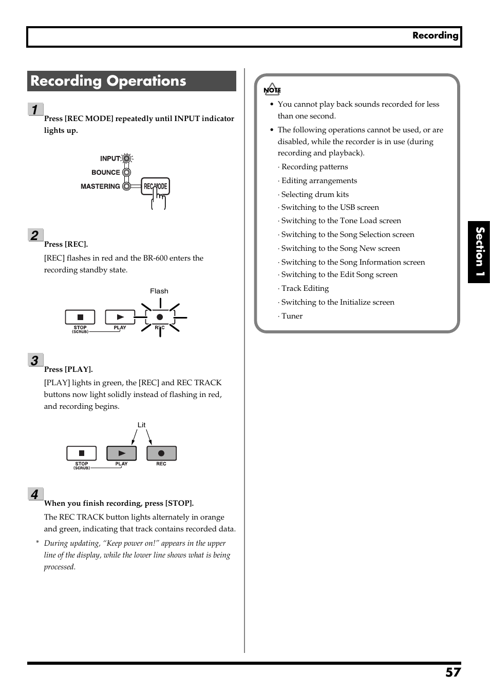 Recording operations, Recording operations” (p. 57), Re v0.10 | Boss Audio Systems BR-600 User Manual | Page 57 / 228