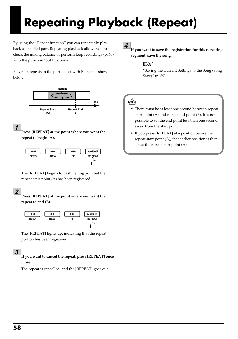 Repeating playback (repeat), Repeating playback (repeat)” (p. 58) | Boss Audio Systems BR-600 User Manual | Page 58 / 228