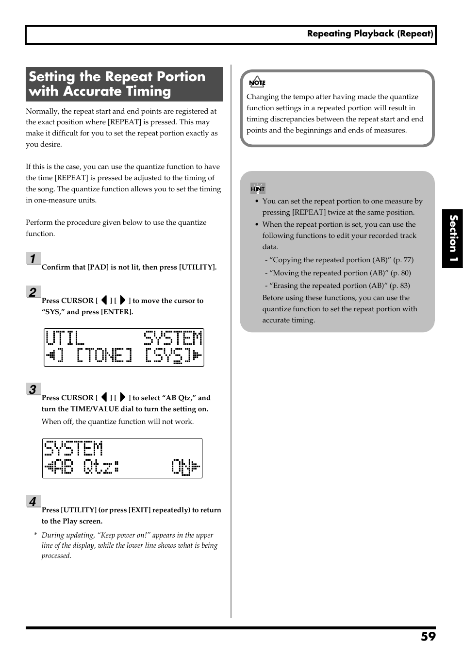 Setting the repeat portion with accurate timing, Re v0.10 | Boss Audio Systems BR-600 User Manual | Page 59 / 228