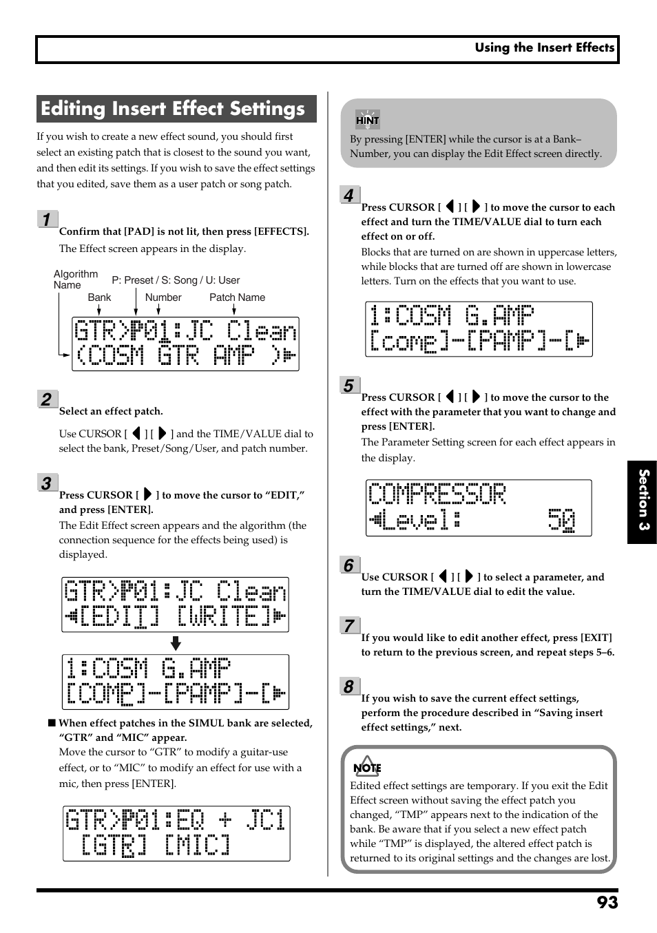 Editing insert effect settings, Re v0.10 | Boss Audio Systems BR-600 User Manual | Page 93 / 228