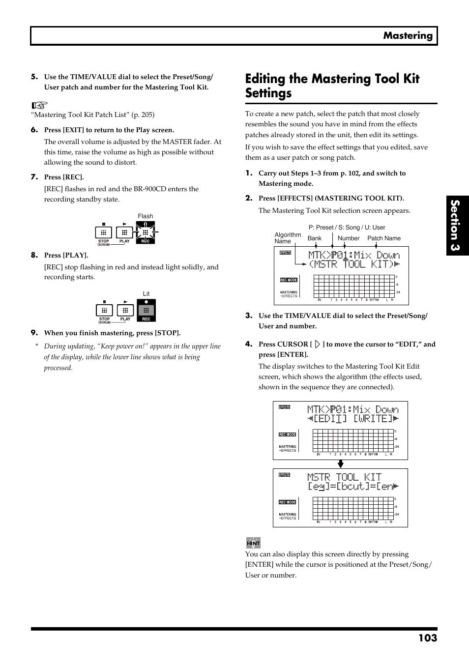 Editing the mastering tool kit settings, 103 mastering | Boss Audio Systems BR-900CD User Manual | Page 103 / 232