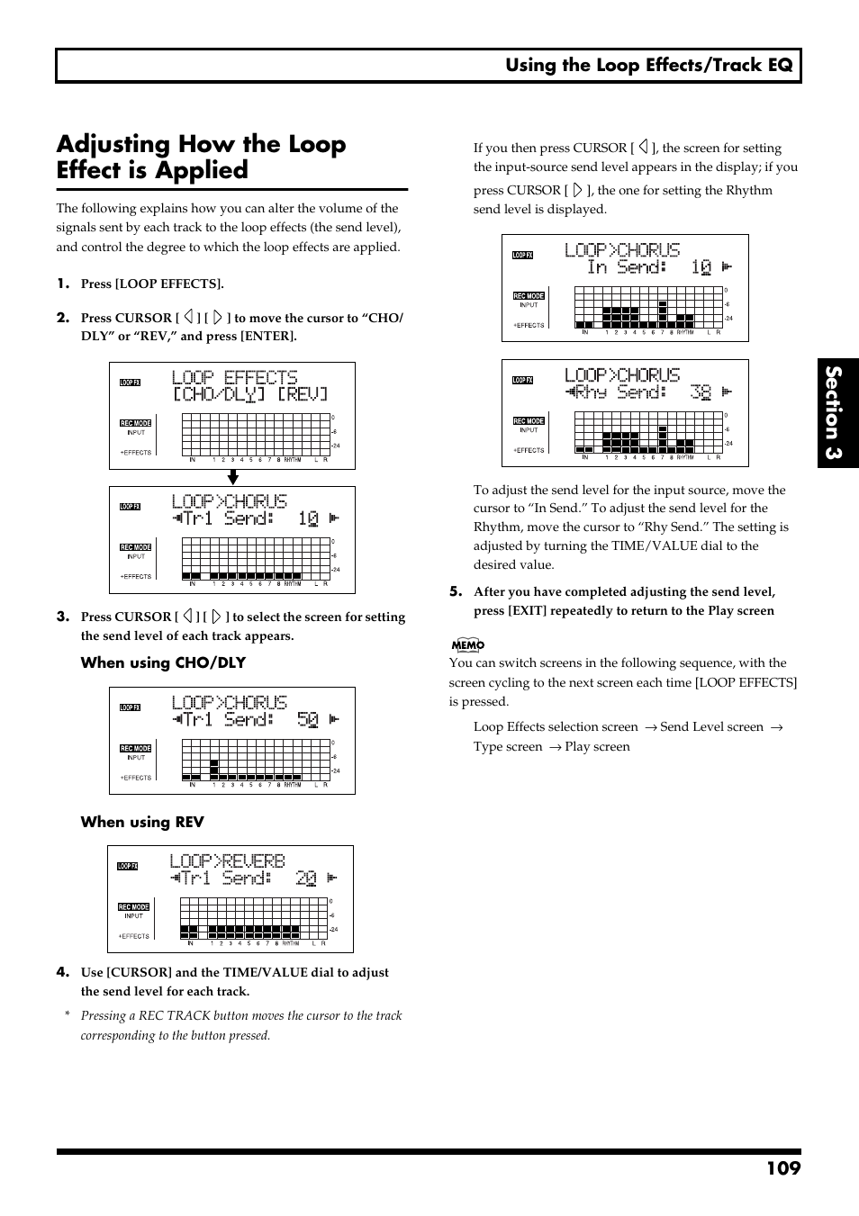 Adjusting how the loop effect is applied, 109 using the loop effects/track eq | Boss Audio Systems BR-900CD User Manual | Page 109 / 232