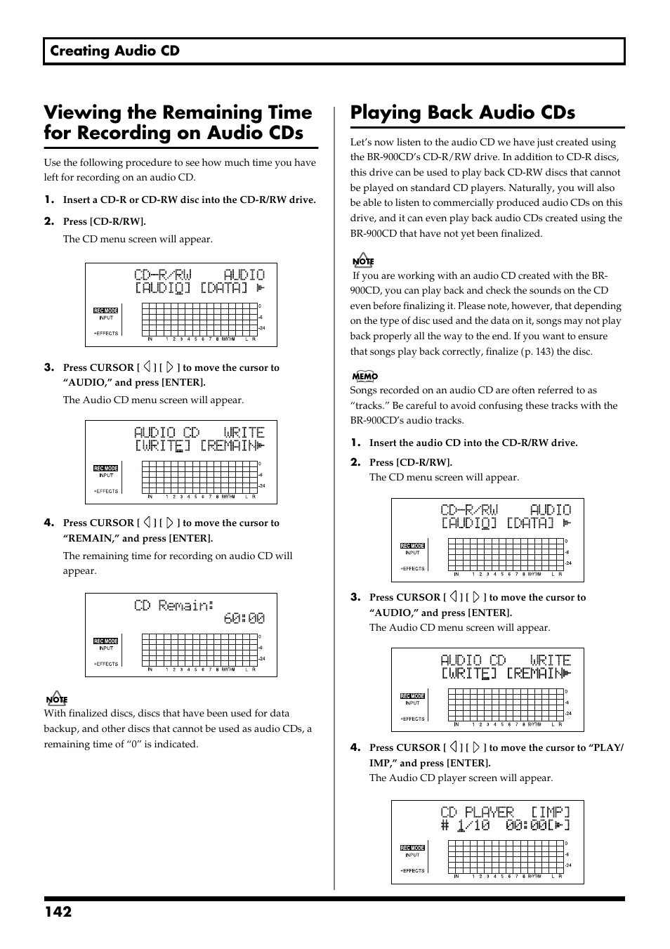 Playing back audio cds, As an audio cd (p. 142), 142 creating audio cd | Boss Audio Systems BR-900CD User Manual | Page 142 / 232