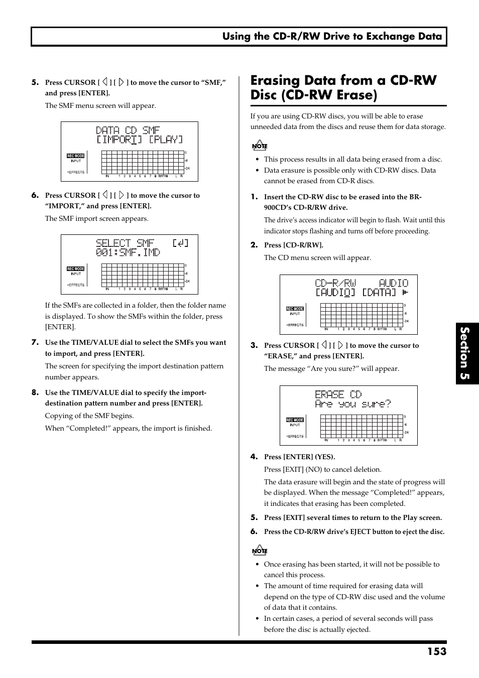 Erasing data from a cd-rw disc (cd-rw erase), 153 using the cd-r/rw drive to exchange data | Boss Audio Systems BR-900CD User Manual | Page 153 / 232