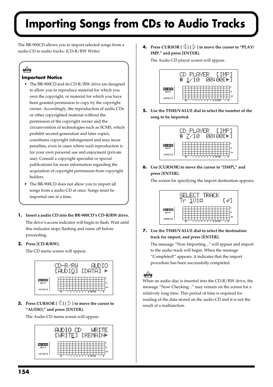 Importing songs from cds to audio tracks | Boss Audio Systems BR-900CD User Manual | Page 154 / 232