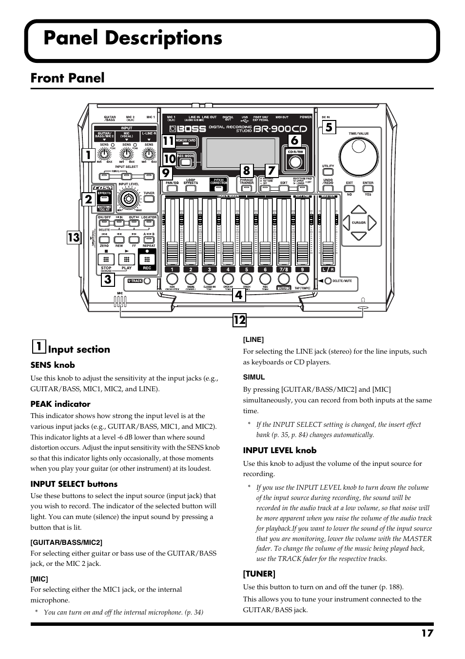 Panel descriptions, Front panel | Boss Audio Systems BR-900CD User Manual | Page 17 / 232