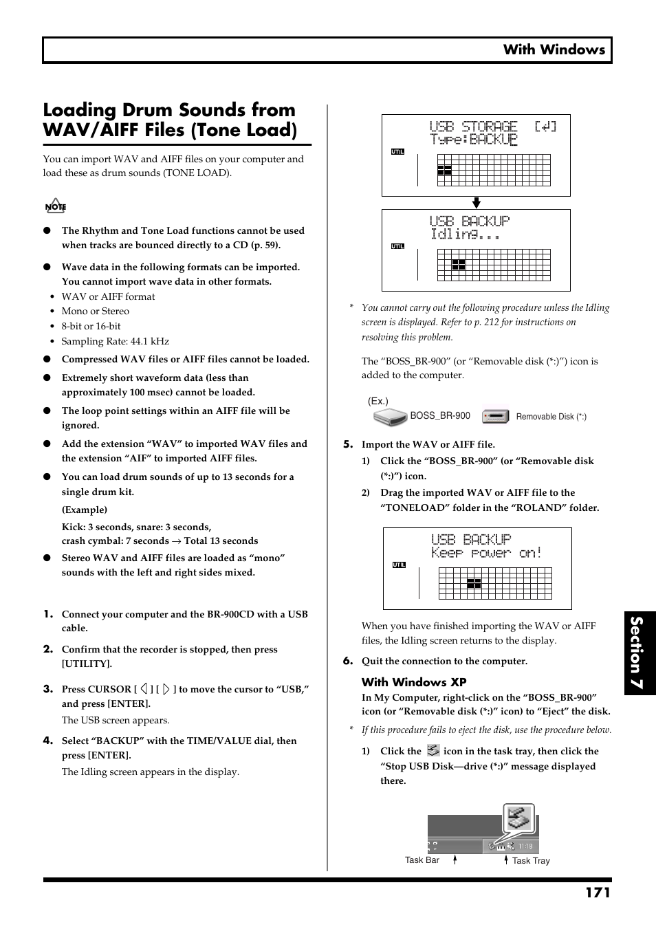 Loading from wav/aiff files (p. 171, p. 181, 171 with windows | Boss Audio Systems BR-900CD User Manual | Page 171 / 232