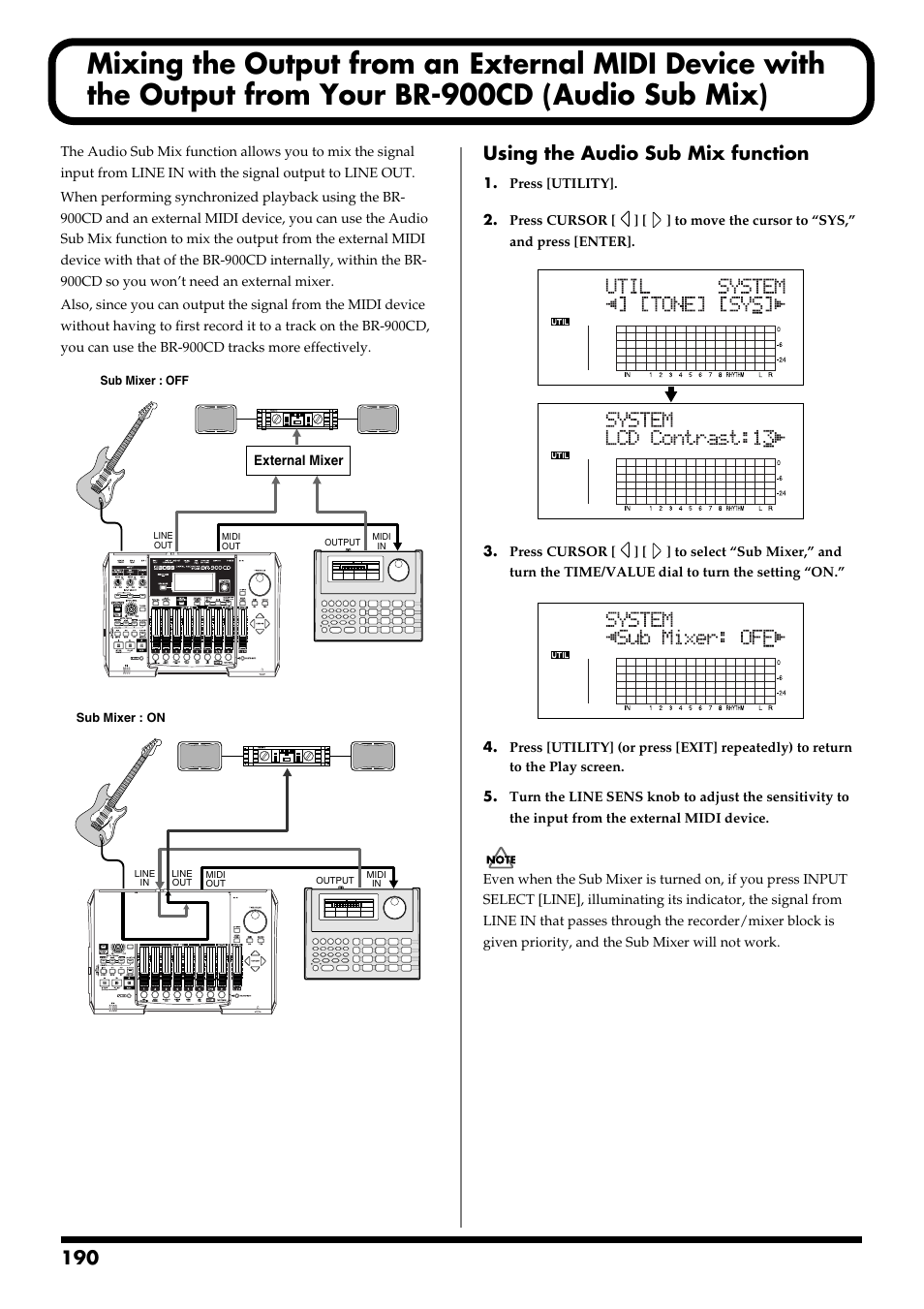 Using the audio sub mix function | Boss Audio Systems BR-900CD User Manual | Page 190 / 232