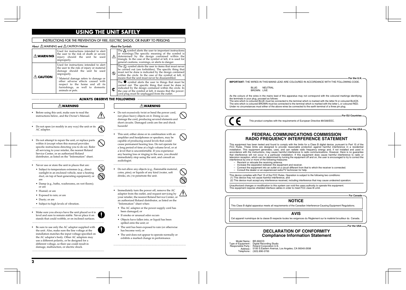 Notice avis | Boss Audio Systems BR-900CD User Manual | Page 2 / 232